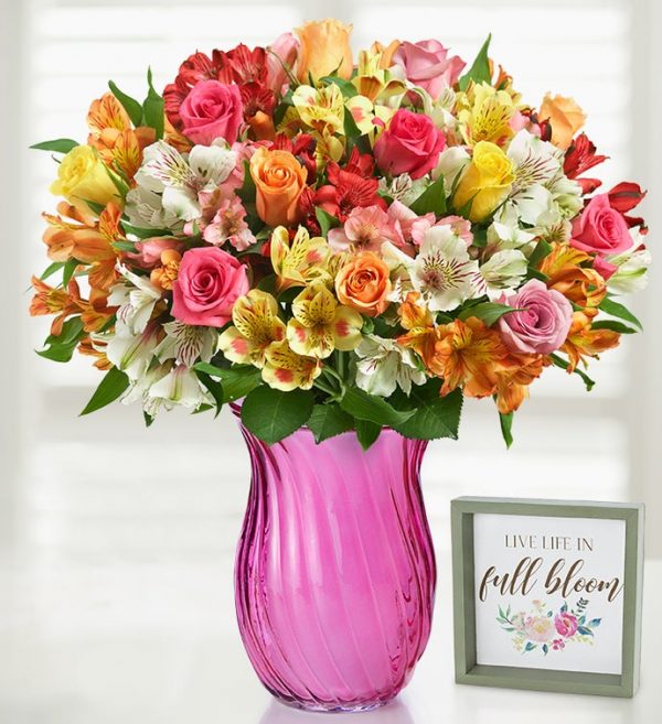 گلدان رز و لیلیوم-ارسال گل به آمریکا - ارسال هدیه به امریکا